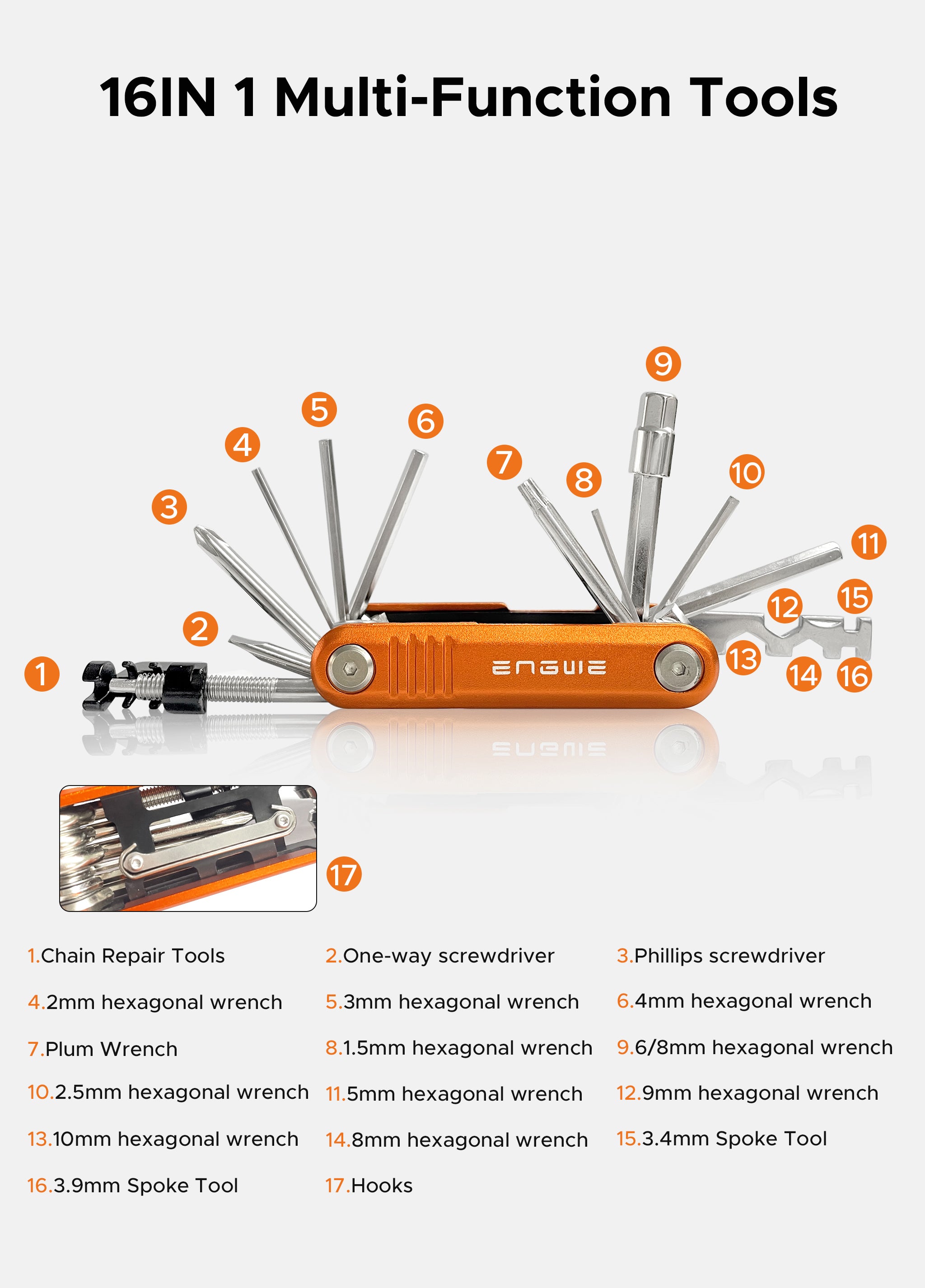 Outil multifonction Engwe 16 en 1 pour vélo