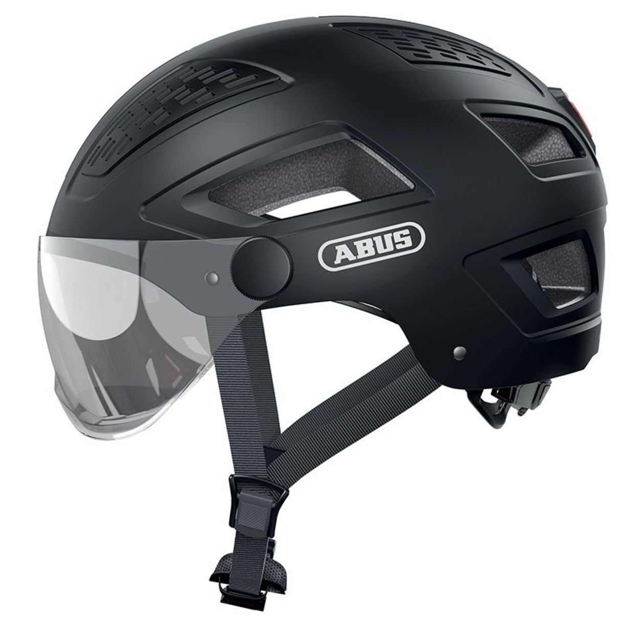 CASQUE VELO ADULTE ABUS URBAIN HYBAN 2.0 ACE VELOURS NOIR ECLAIRAGE INTEGRE TAILLE M (52-58cm) REGLAGE MOLETTE