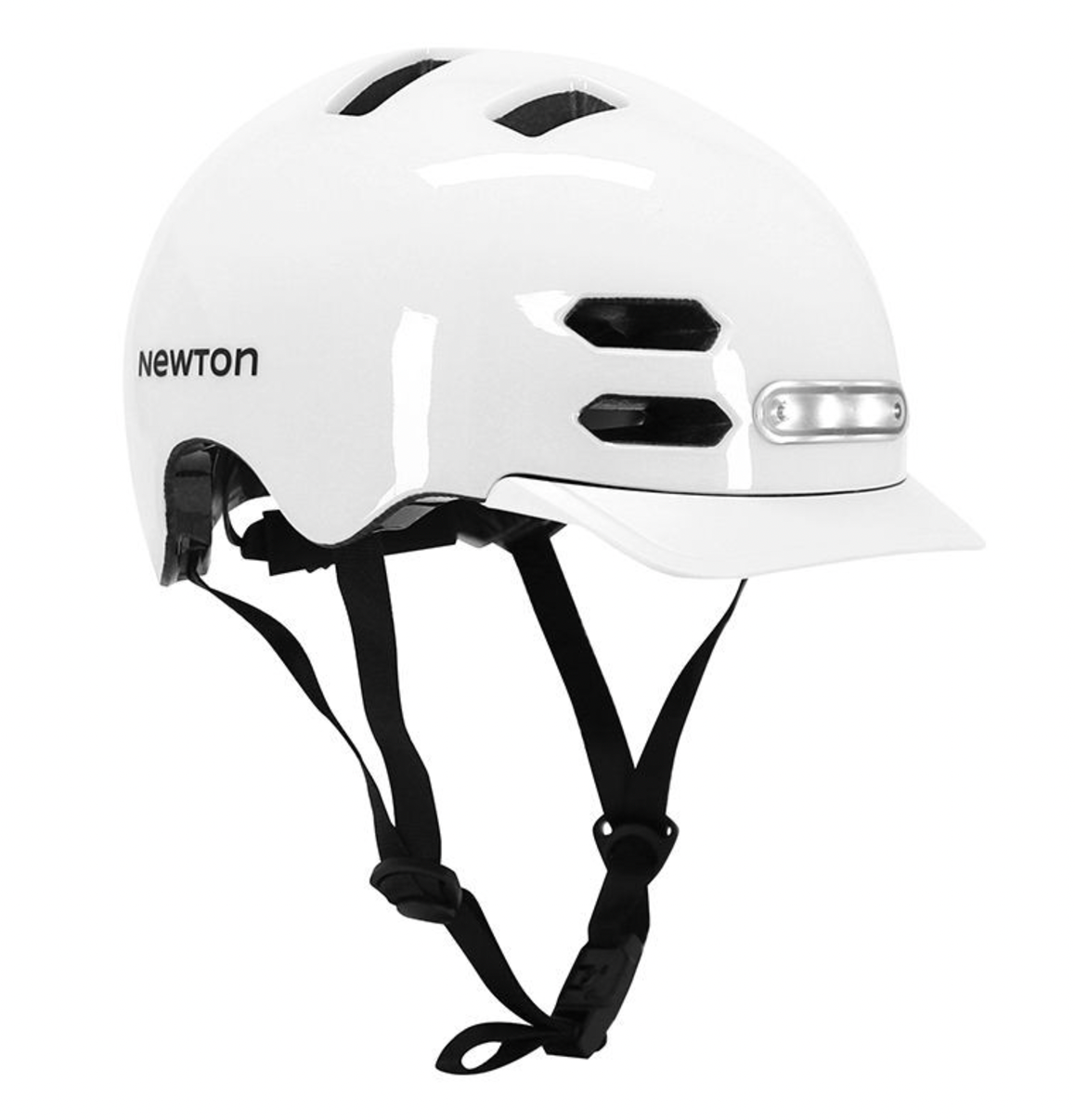 CASQUE VELO ADULTE NEWTON CITY V4 BLANC BRILLANT IN-MOLD AVEC VISIERE ET LOCK TAILLE 55-58