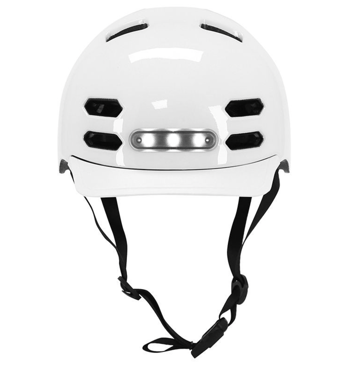 CASQUE VELO ADULTE NEWTON CITY V4 BLANC BRILLANT IN-MOLD AVEC VISIERE ET LOCK TAILLE 55-58