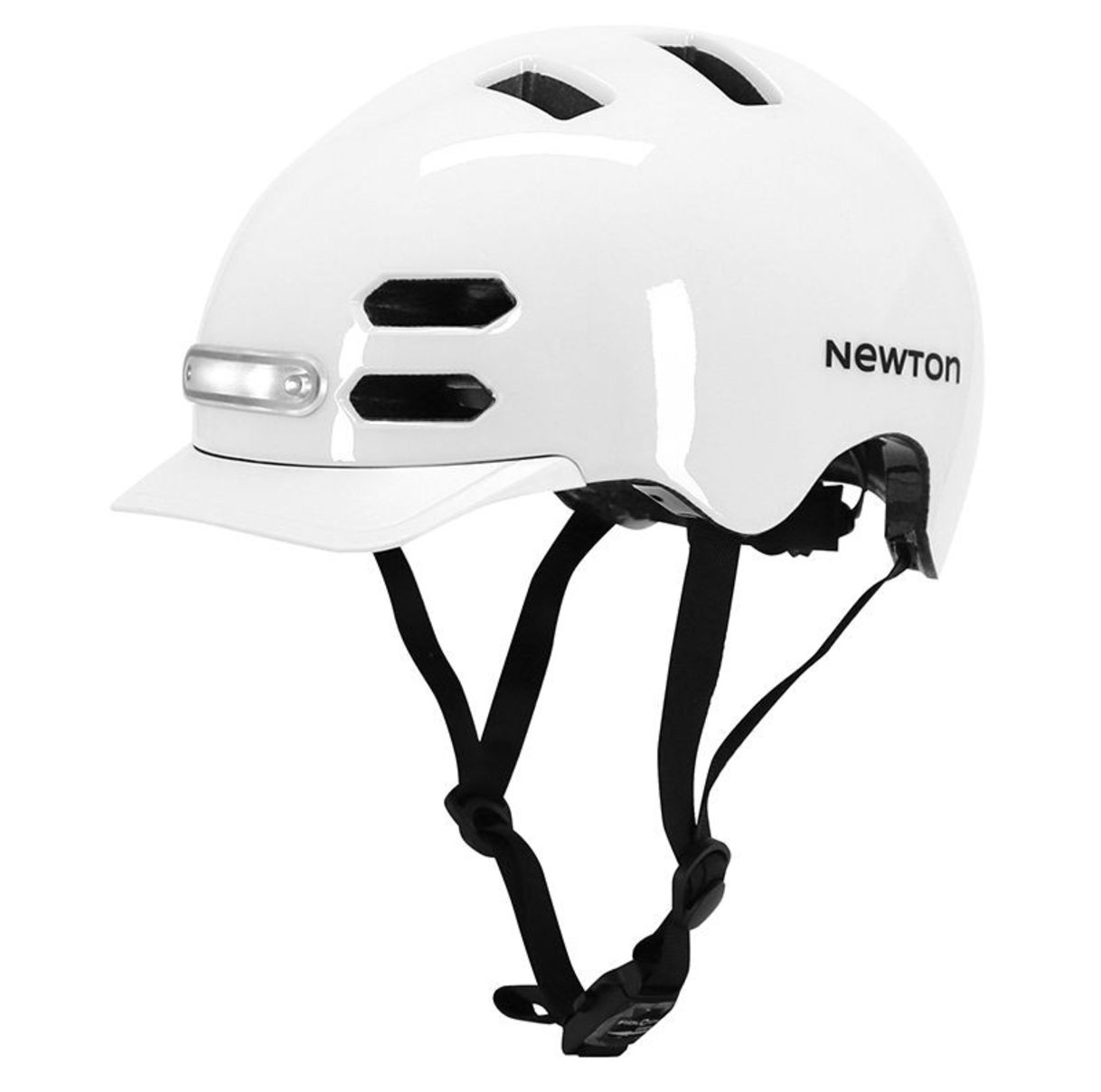 CASQUE VELO ADULTE NEWTON CITY V4 BLANC BRILLANT IN-MOLD AVEC VISIERE ET LOCK TAILLE 55-58