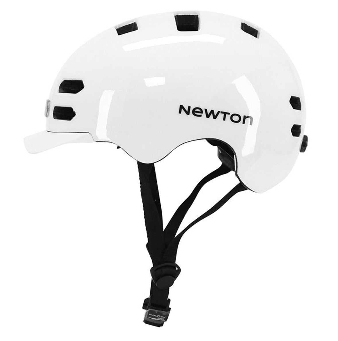 CASQUE VELO ADULTE NEWTON CITY V4 BLANC BRILLANT IN-MOLD AVEC VISIERE ET LOCK TAILLE 55-58