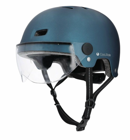 CASQUE VELO ADULTE CITY BLEU AVEC VISIERE ET MOLETTE DE REGLAGE TAILLE 53-59