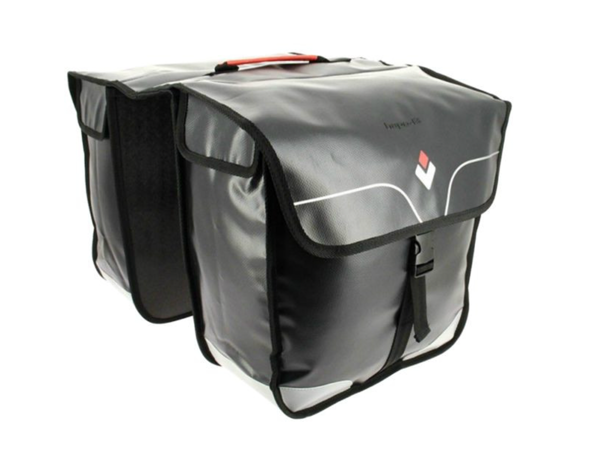 SACOCHE ARRIERE VELO DOUBLE RIGIDE HAPO.G 32L NOIR WATERPROOF FIXATION VELCROS SUR PORTE BAGAGE