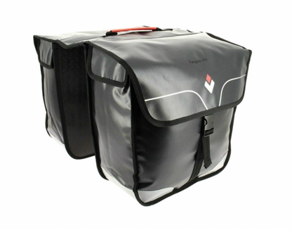 SACOCHE ARRIERE VELO DOUBLE RIGIDE HAPO.G 32L NOIR WATERPROOF FIXATION VELCROS SUR PORTE BAGAGE