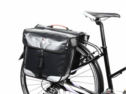 SACOCHE ARRIERE VELO DOUBLE RIGIDE HAPO.G 32L NOIR WATERPROOF FIXATION VELCROS SUR PORTE BAGAGE