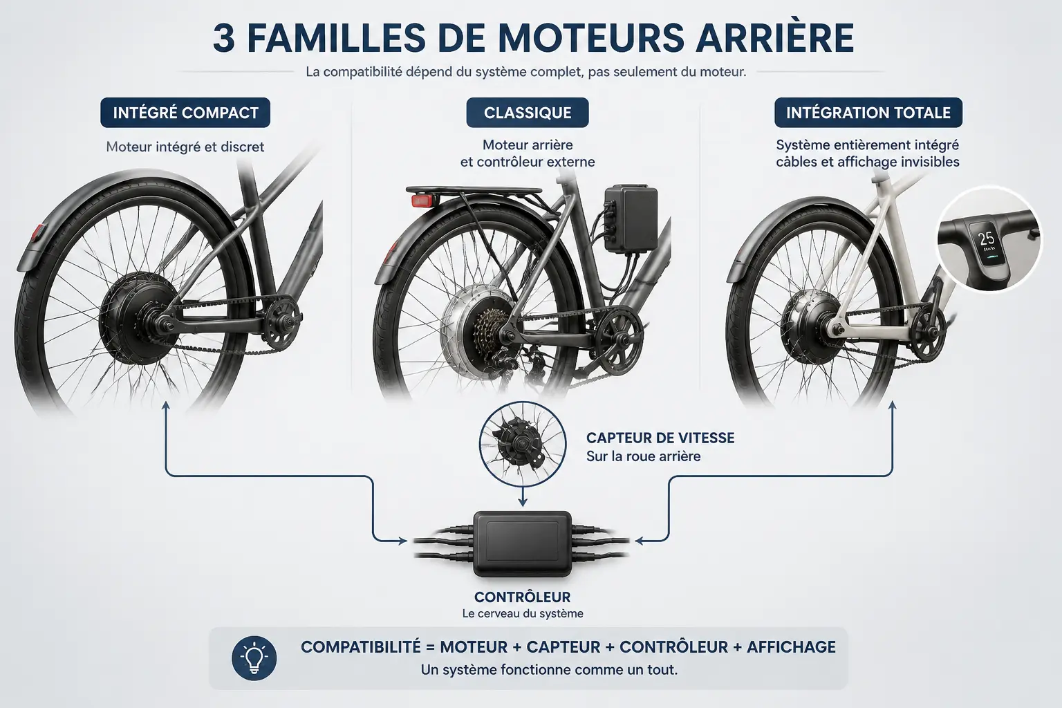 Comparatif de moteurs roue arrière pour débrider vélo électrique moteur roue arrière, capteur et contrôleur