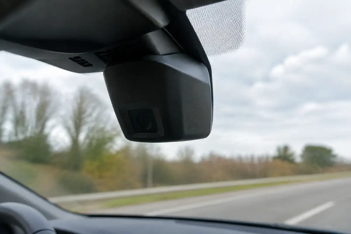 Caméra d'aide à la conduite fixée derrière le rétroviseur intérieur